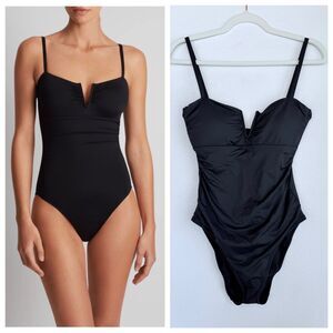 NWT Lauren Ralph Lauren Women's V Wire One-Piece Swimsuit in Black Size 10